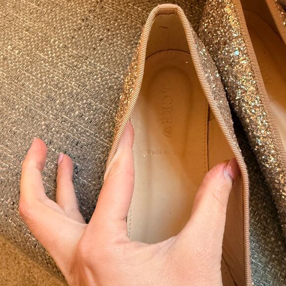J. Crew Camille Ballet Flats in Glitter Gold Womens Size 9.5 - Picture 3 of 6